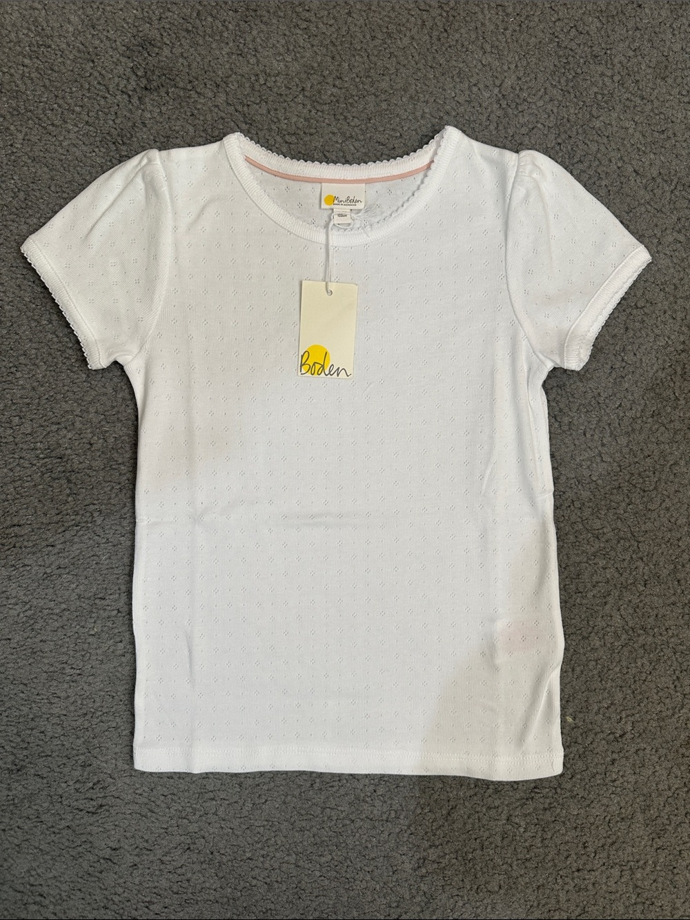 Boden White Eyelet Short Sleeve Tee
